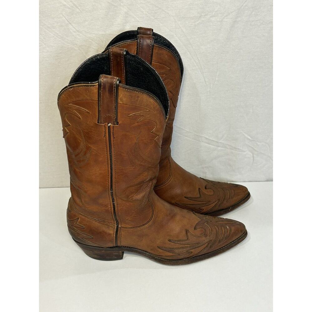 Code West Cowboy Boots Brown Leather Mens 8.5 M Made In USA Country Western